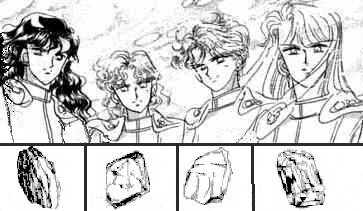 Edited manga pics of the Generals and their stones.